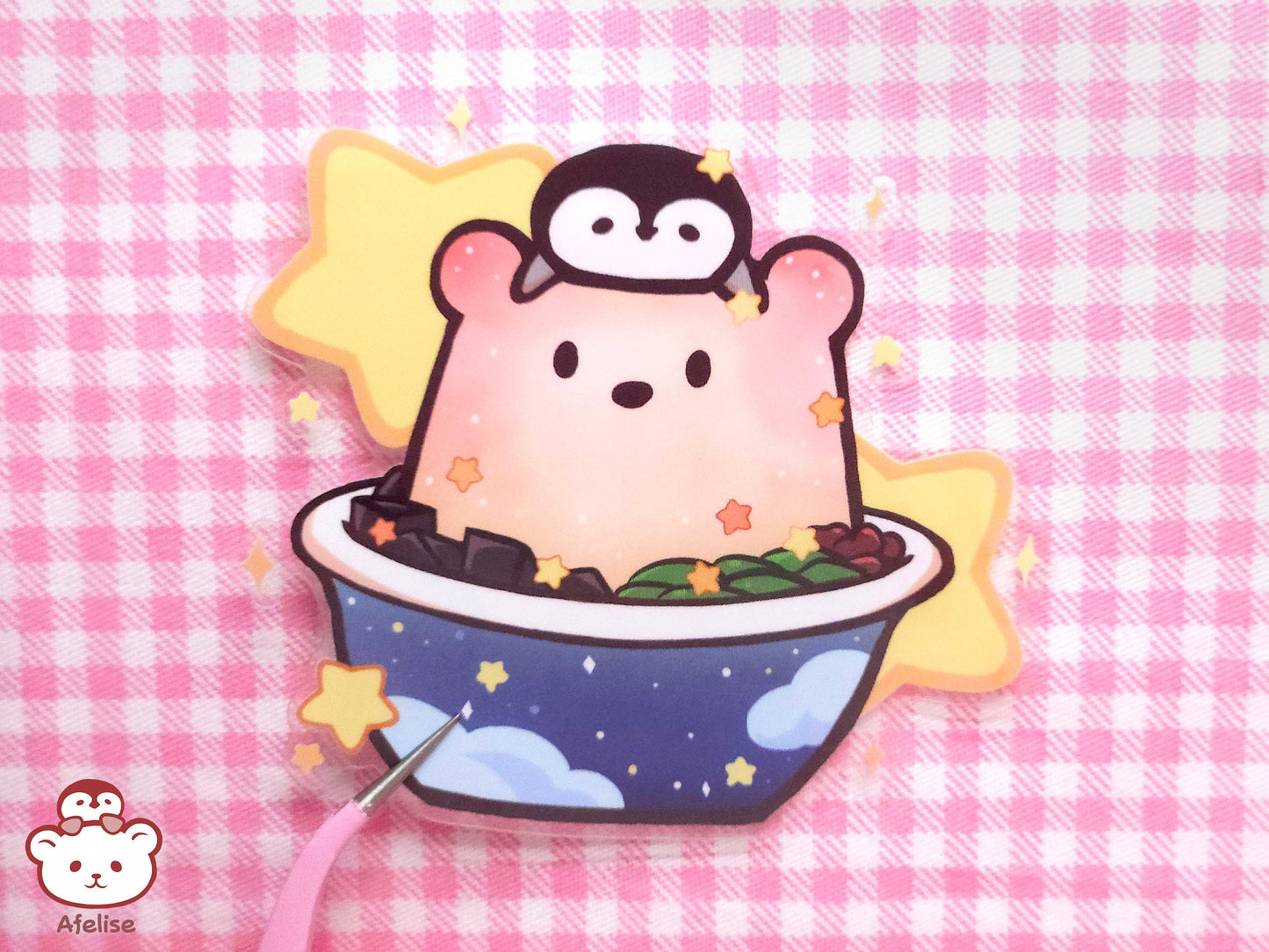Polar Bear Food Art Transparent Die Cut Stickers