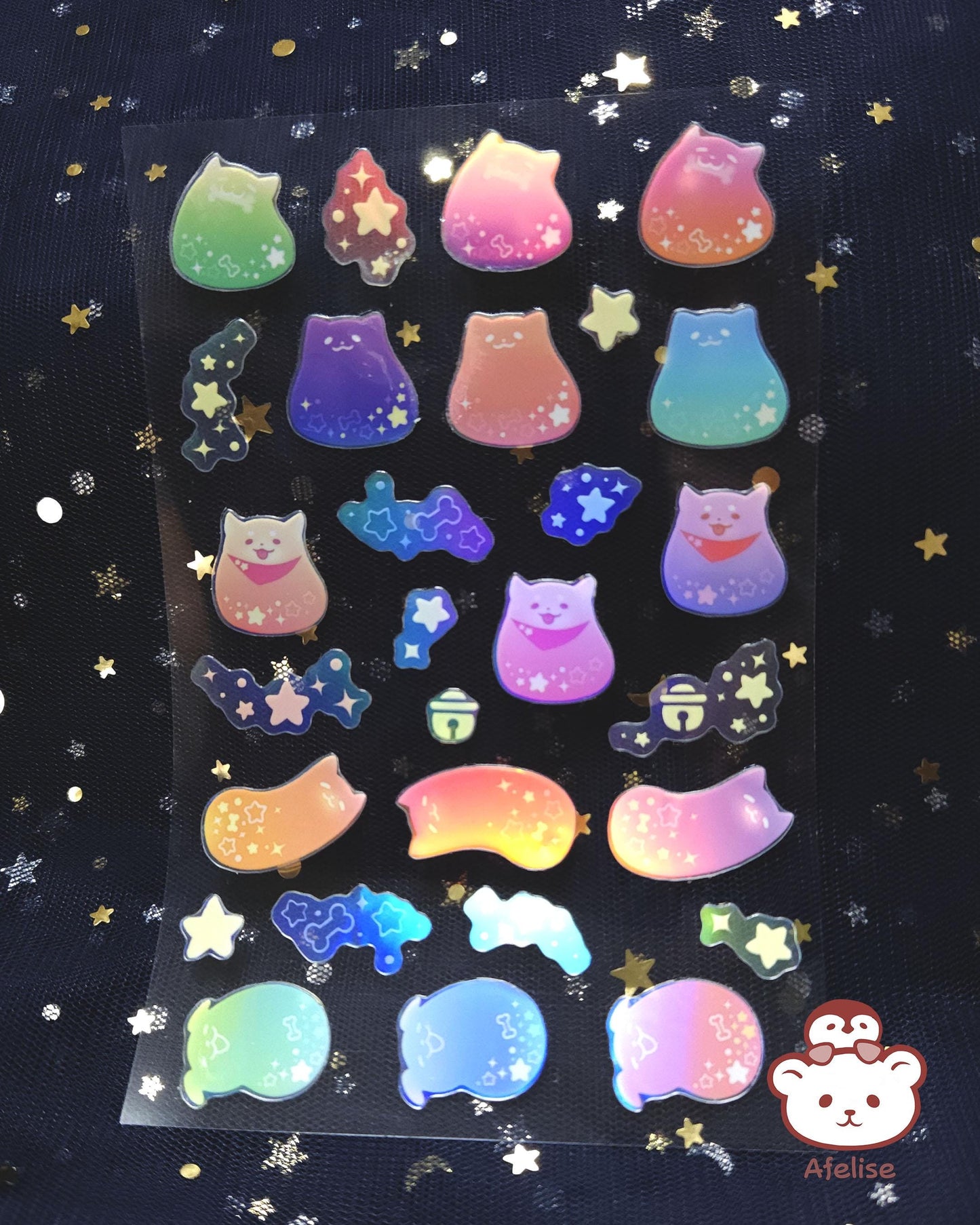 Rainbow Holographic Gummy Pup Sticker Sheet