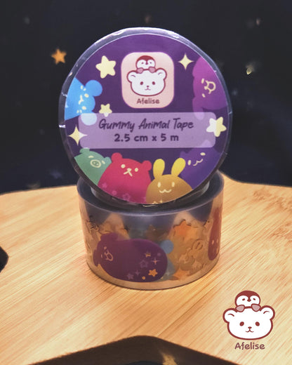 Gummy Animals Gold Foiled PET Tape roll