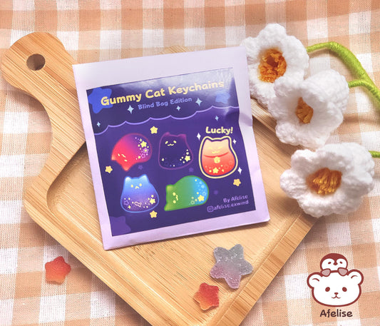 Mystery Bag Gummy Cats Transparent Gradient Acrylic Keychain