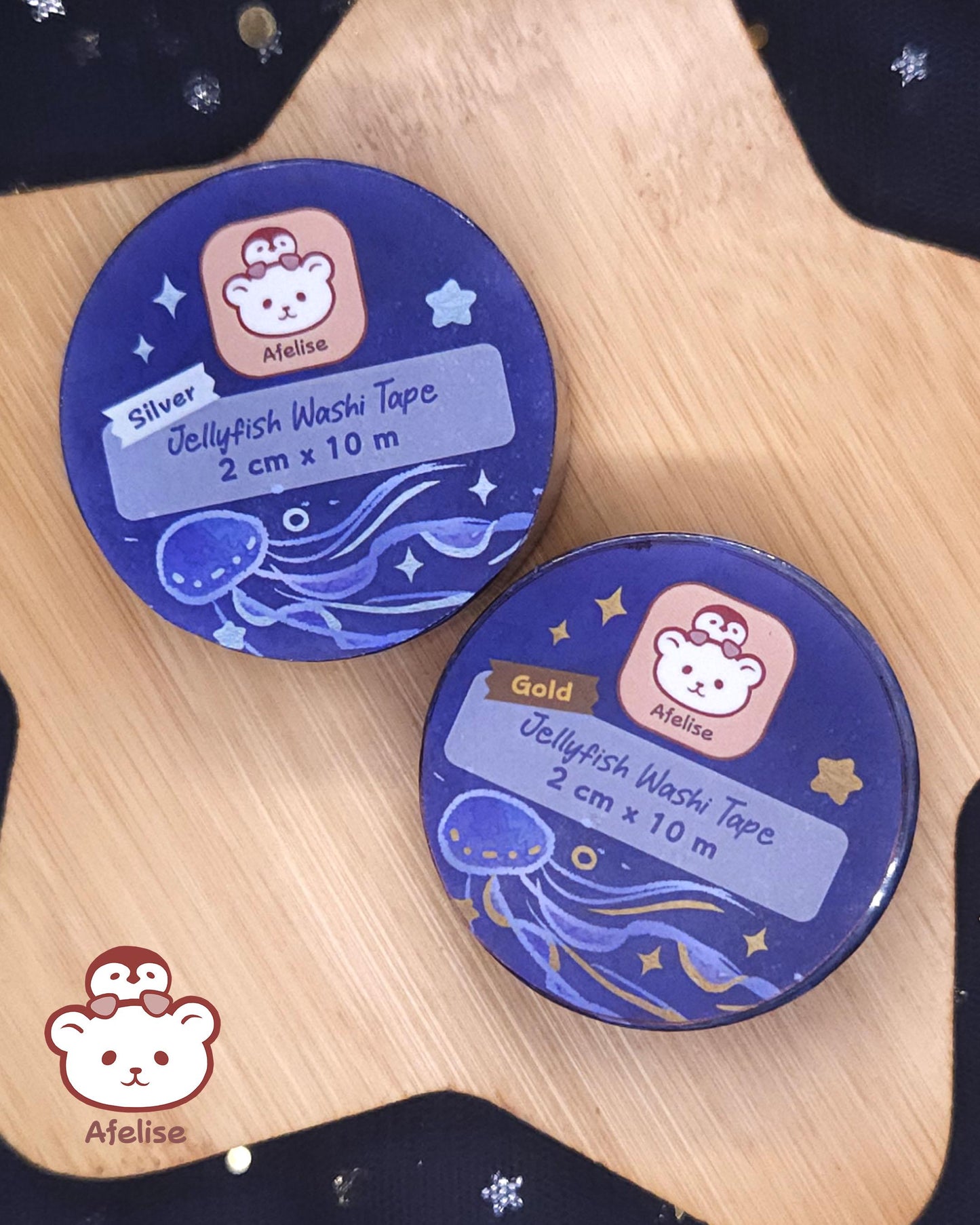 Silver and Gold Stamped Jellyfish Washi Tape for Journaling, Scrapbooking, Planning and Everyday Use