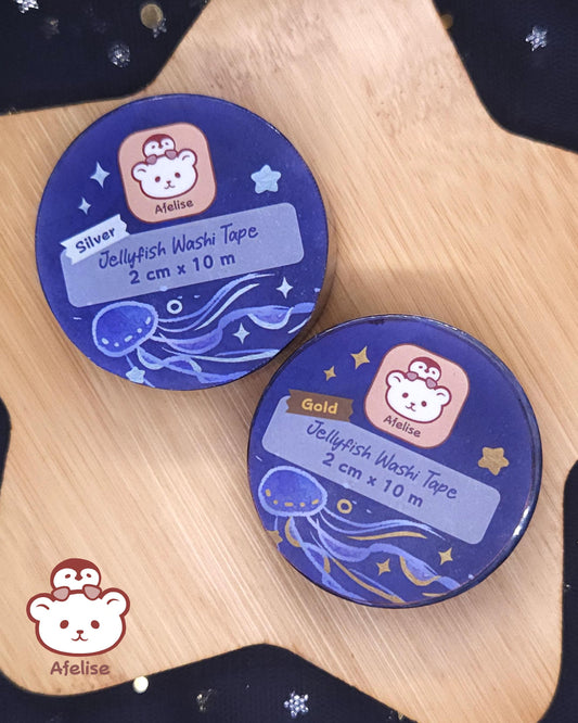 Silver and Gold Stamped Jellyfish Washi Tape for Journaling, Scrapbooking, Planning and Everyday Use