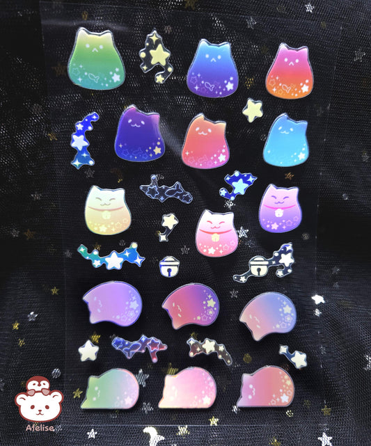Rainbow Holographic Gummy Cat Sticker Sheet