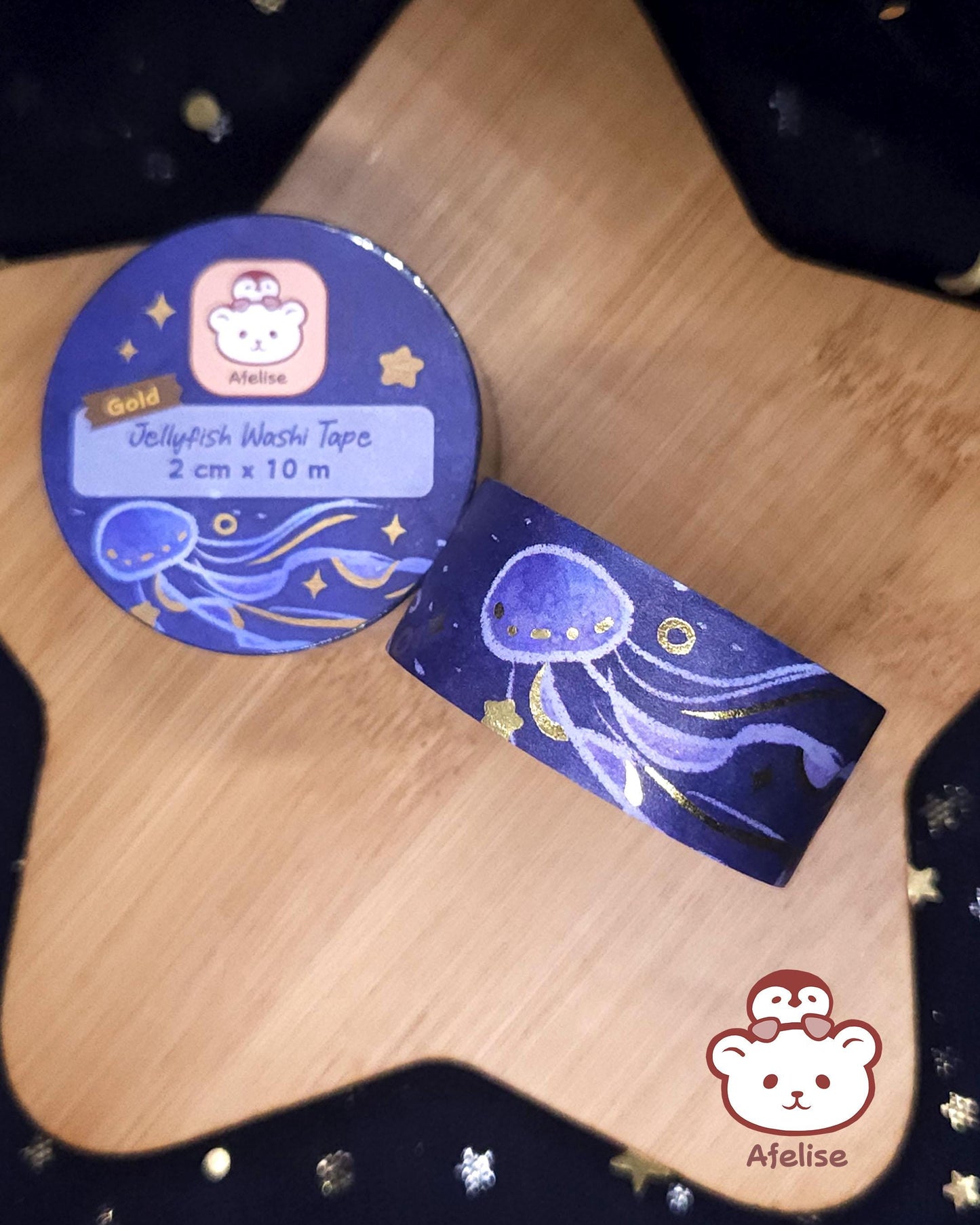 Silver and Gold Stamped Jellyfish Washi Tape for Journaling, Scrapbooking, Planning and Everyday Use
