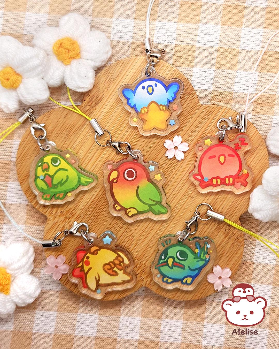 Lil Parrots Acrylic Phone Charm Strap