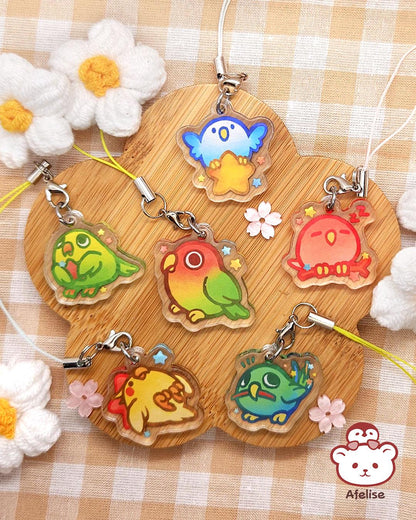 Lil Parrots Acrylic Phone Charm Strap