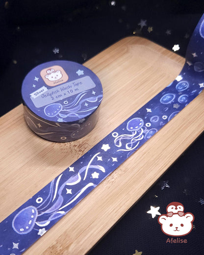 Silver and Gold Stamped Jellyfish Washi Tape for Journaling, Scrapbooking, Planning and Everyday Use