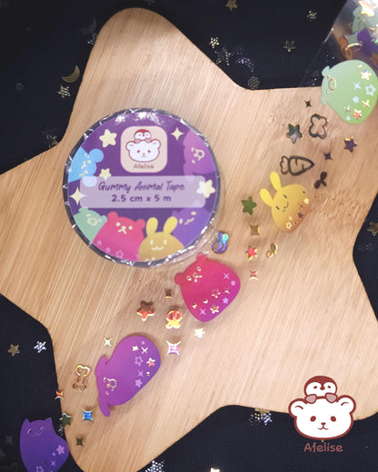 Gummy Animals Gold Foiled PET Tape roll