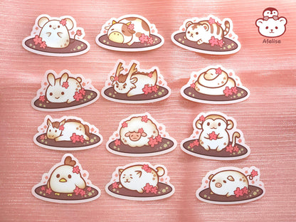 Sakura Mochi Animal Stickers: Lunar New Year Zodiac