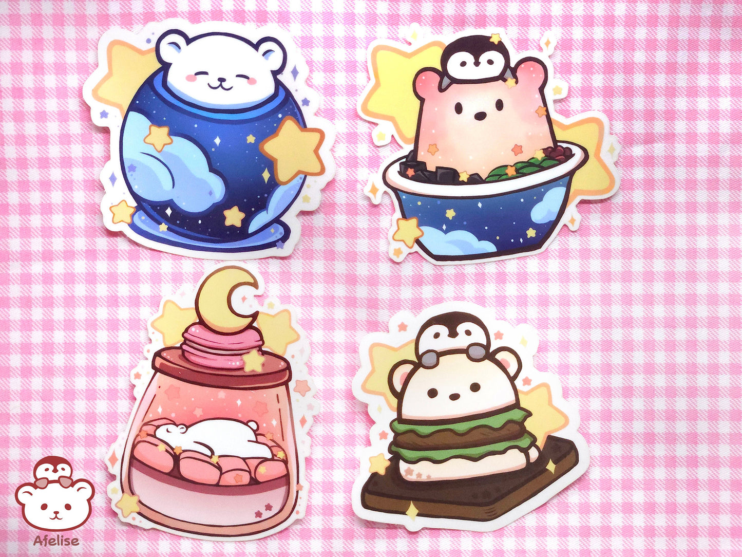 Polar Bear Food Art Transparent Die Cut Stickers