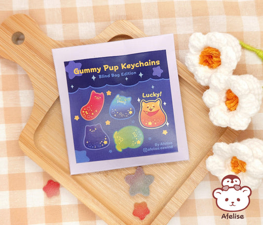 Mystery Bag Gummy Pup Transparent Gradient Acrylic Keychain