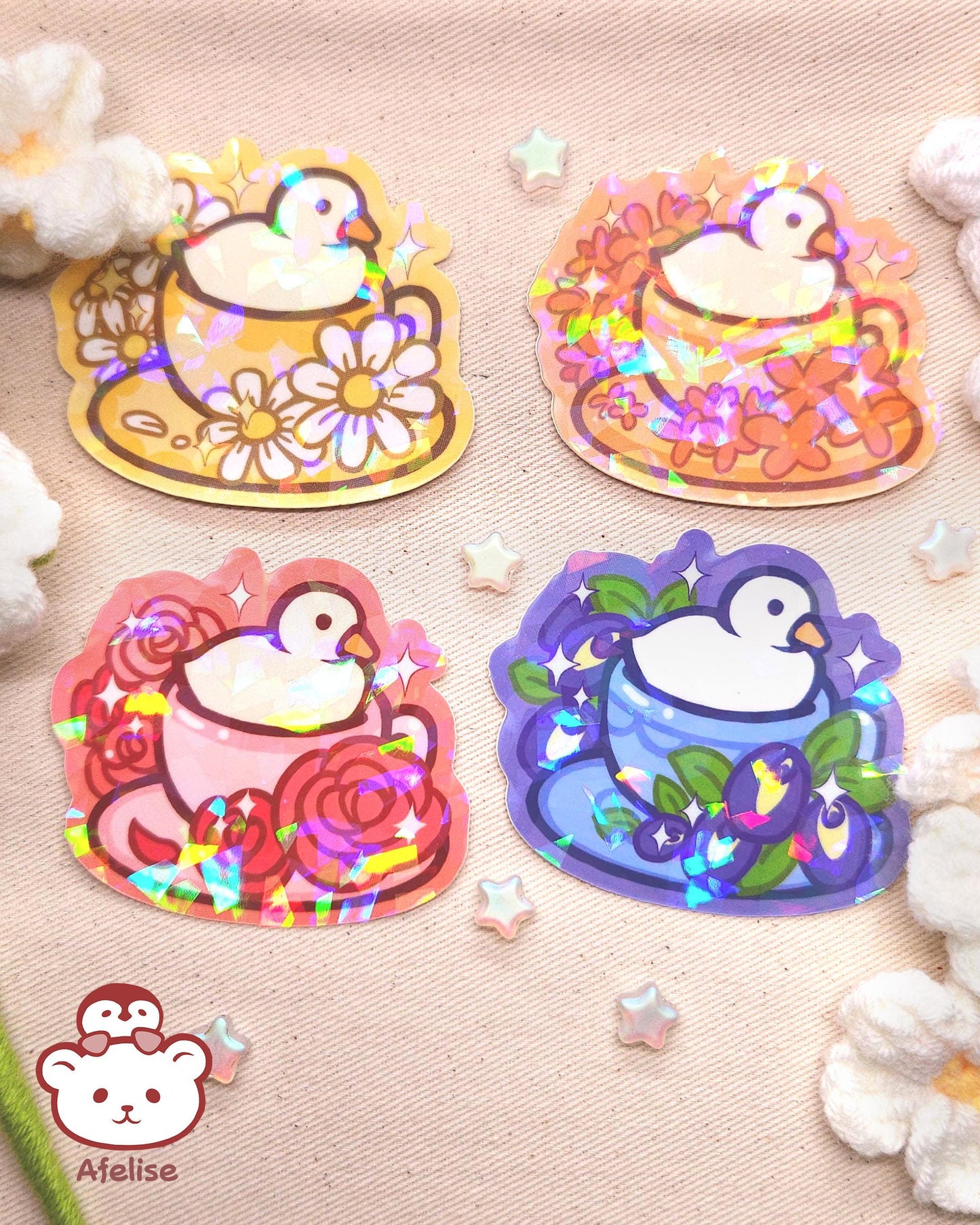 Flower Tea with Duck Stickers
