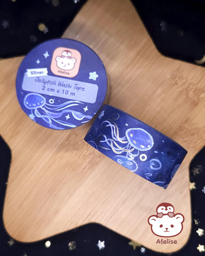 Silver and Gold Stamped Jellyfish Washi Tape for Journaling, Scrapbooking, Planning and Everyday Use