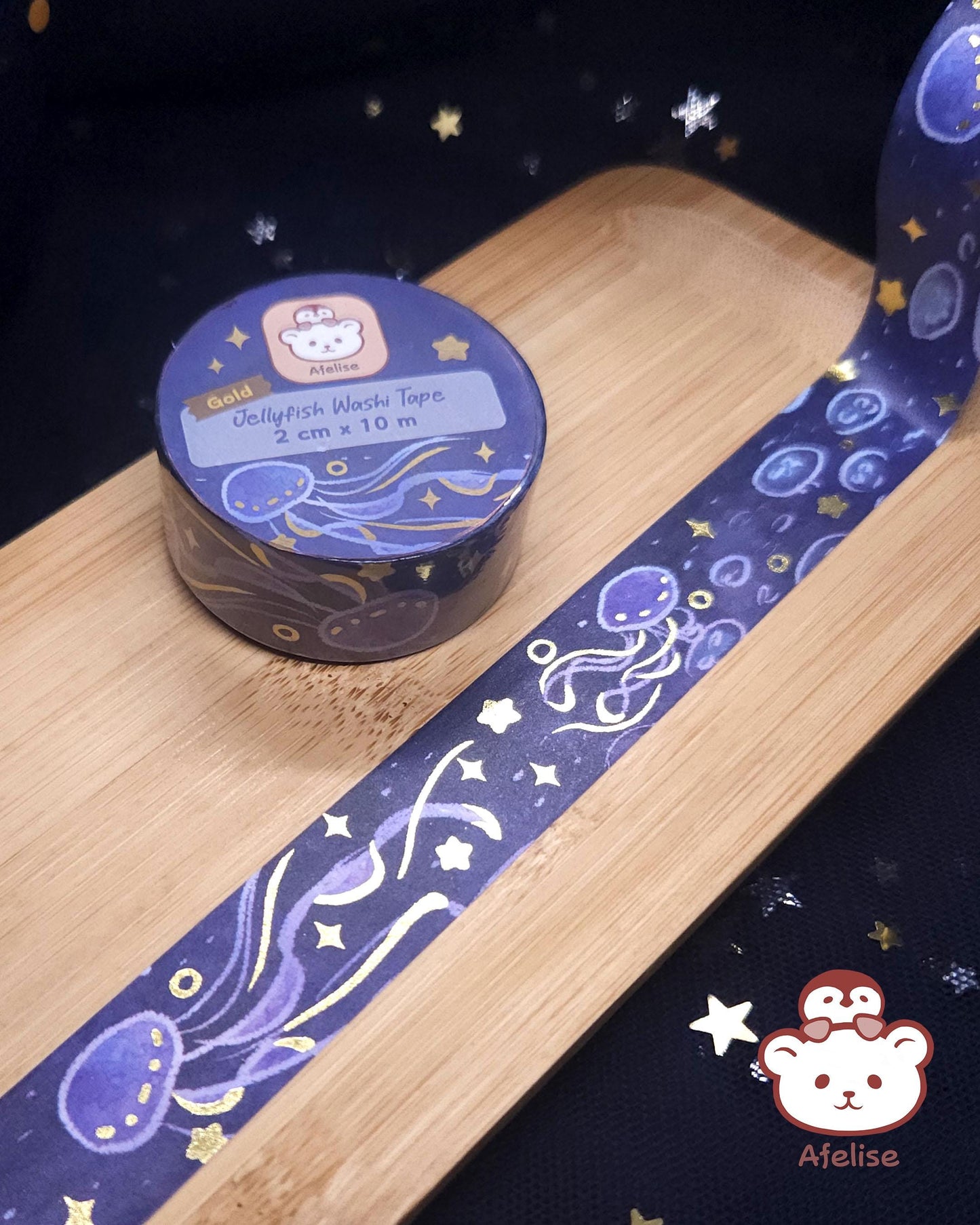 Silver and Gold Stamped Jellyfish Washi Tape for Journaling, Scrapbooking, Planning and Everyday Use